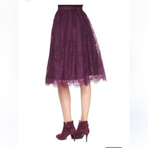 Alice + Olivia Perkins purple lace skirt